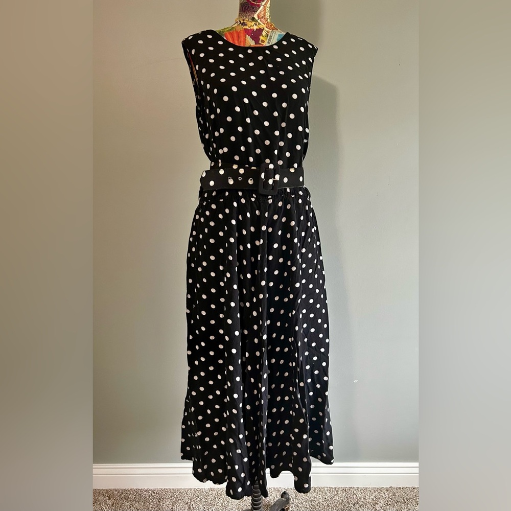 Vintage Betsy Lauren Black and White Polka Dot Dress